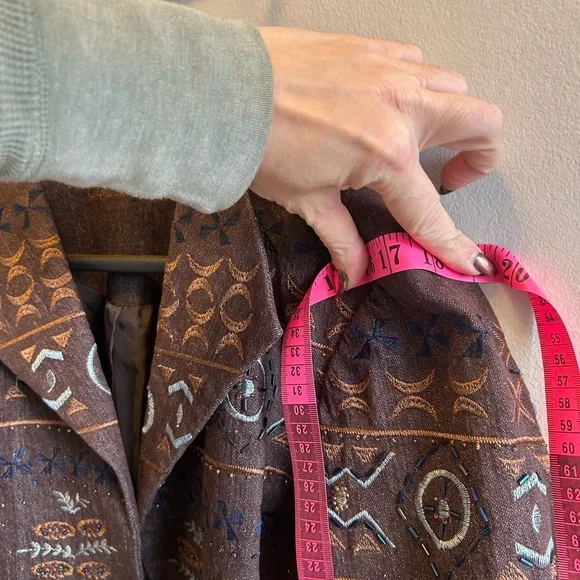 Coldwater Creek Brown Embroidered Southwestern Open-Front Jacket | Women’s - Picture 7 of 10